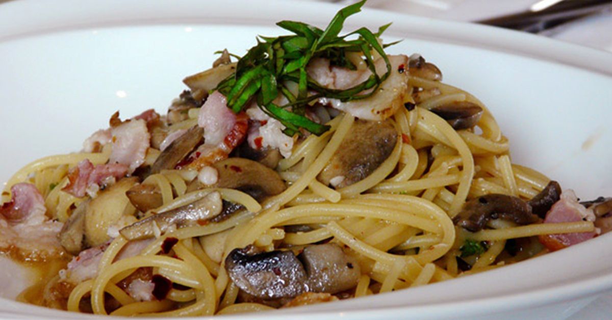 Spaghetti mit Speck und Champignons - MiBon